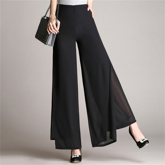 Pantalón Negro Holgado con Cintura Alta y Abertura Lateral - Image 3