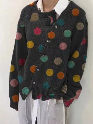 Cardigan Tejido Estampado con Lunares para Mujer - Image 8