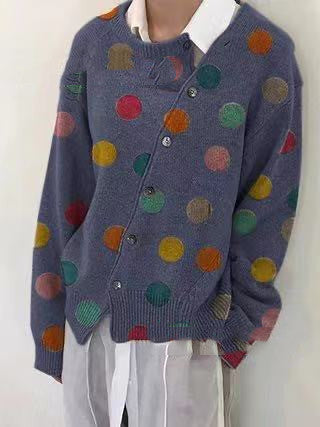 Cardigan Tejido Estampado con Lunares para Mujer - Image 3