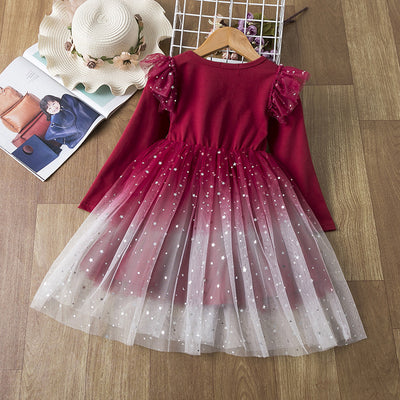 Vestido Princesa Manga Larga con Malla Degradado Cielo Estrellado - Image 3