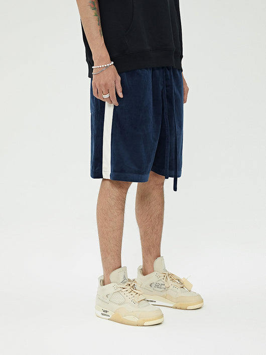 Shorts Deportivos Velvet con Rayas Laterales - Corte Recto y Holgado