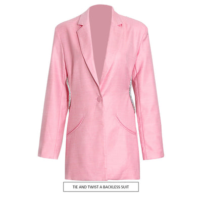Blazer Occidental Ajustado con Halter y Botón Frontal