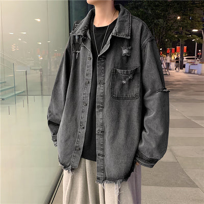 Chaqueta Ripped Estilo Coreano Suelta Hong Kong - Image 5