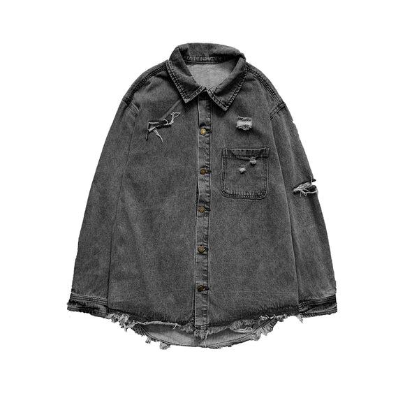 Chaqueta Ripped Estilo Coreano Suelta Hong Kong