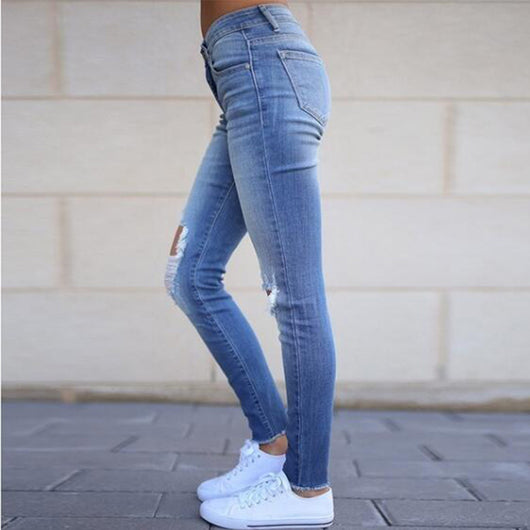Jeans para Mujer con Roturas y Flecos Desflecados - Image 4