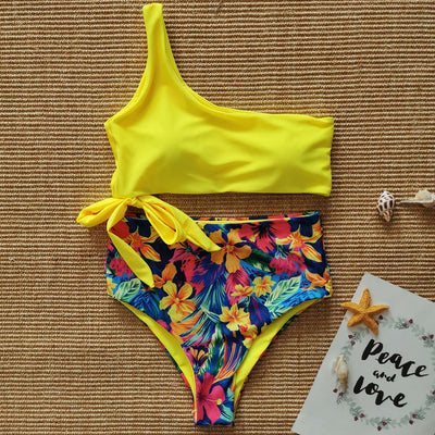 Traje de Baño Asimétrico con Estampado Bikini y Tirante Único - Image 8