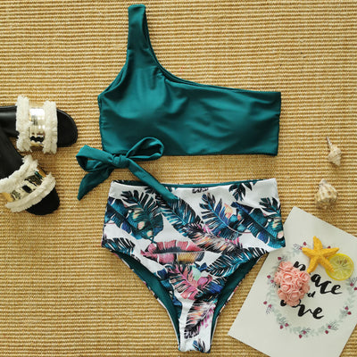 Traje de Baño Asimétrico con Estampado Bikini y Tirante Único - Image 5