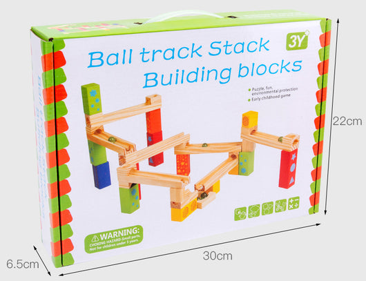 Juego de Pista de Canicas Educativo de Madera con Bloques Apilables para Niños - Image 7