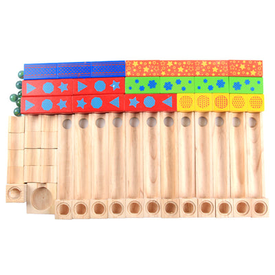 Juego de Pista de Canicas Educativo de Madera con Bloques Apilables para Niños - Image 9