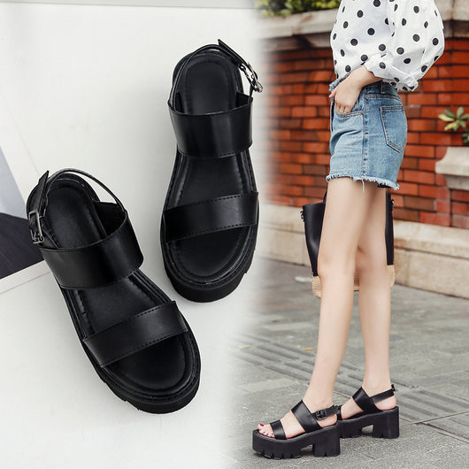 Sandalias Plataforma Hueca Estilo Soft Girl Impermeables Talla Grande