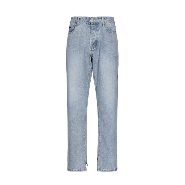 Jeans Sueltos Azul Claro Estilo Callejero Japonés Lavado Vintage