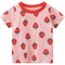 Camiseta Infantil Estampado Fresa de Manga Corta