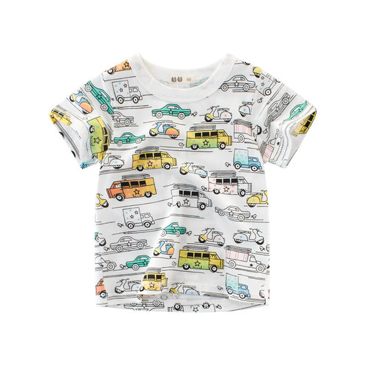 Playera Infantil Estampado Autos de Dibujos Animados para Niños