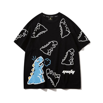 Playera Suelta Harajuku con Estampado de Dinosaurio - Unisex - Image 7
