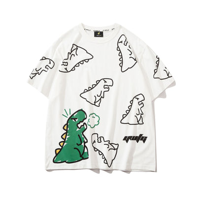 Playera Suelta Harajuku con Estampado de Dinosaurio - Unisex - Image 8