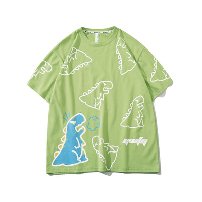 Playera Suelta Harajuku con Estampado de Dinosaurio - Unisex - Image 10