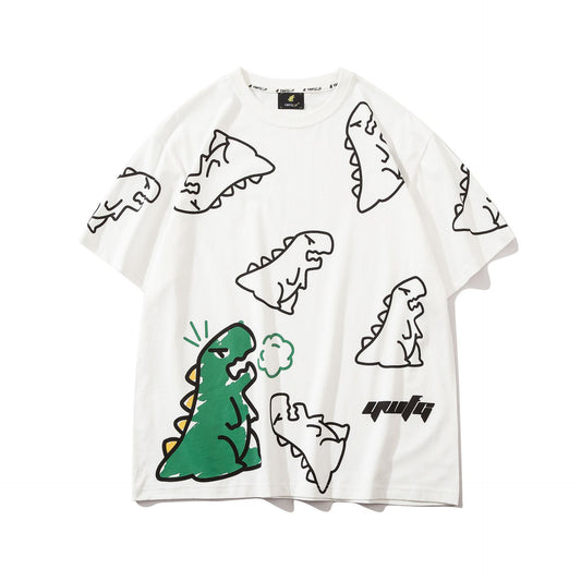 Playera Suelta Harajuku con Estampado de Dinosaurio - Unisex - Image 2