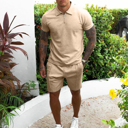 Conjunto de Shorts Slim Casual de Manga Corta para Hombre
