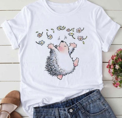 Blusa Talla Grande con Estampado de Animales Infantiles - Manga Corta - Image 11
