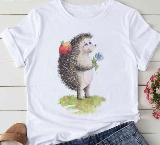 Blusa Talla Grande con Estampado de Animales Infantiles - Manga Corta - Image 14