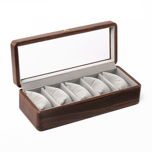 Caja de Almacenamiento para Relojes de Madera Maciza con Vitrina