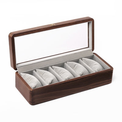 Caja de Almacenamiento para Relojes de Madera Maciza con Vitrina