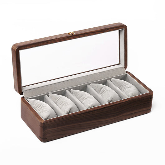 Caja de Almacenamiento para Relojes de Madera Maciza con Vitrina