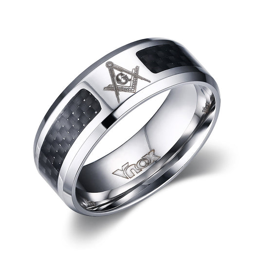 Anillo de Acero Inoxidable y Fibra de Carbono 8mm para Hombre - Estilo Punk - Image 6