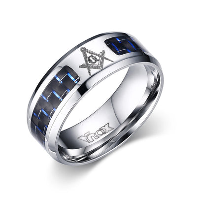Anillo de Acero Inoxidable y Fibra de Carbono 8mm para Hombre - Estilo Punk - Image 7