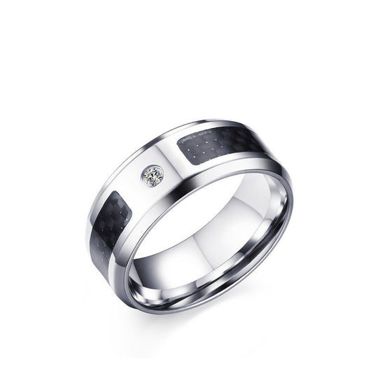 Anillo de Acero Inoxidable y Fibra de Carbono 8mm para Hombre - Estilo Punk - Image 8