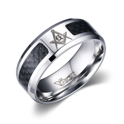 Anillo de Acero Inoxidable y Fibra de Carbono 8mm para Hombre - Estilo Punk - Image 2