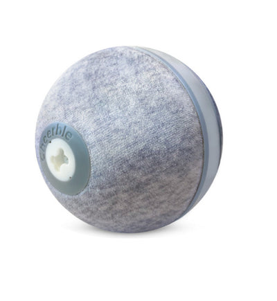 Bright lime green smart pet toy ball with a white stripe and 'Cheerble' logo, designed for cats and dogs. - Image 10
