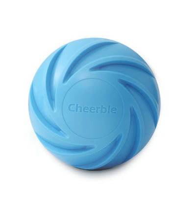 Bright lime green smart pet toy ball with a white stripe and 'Cheerble' logo, designed for cats and dogs. - Image 9