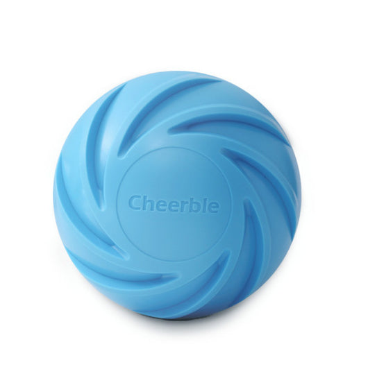 Bright lime green smart pet toy ball with a white stripe and 'Cheerble' logo, designed for cats and dogs. - Image 5