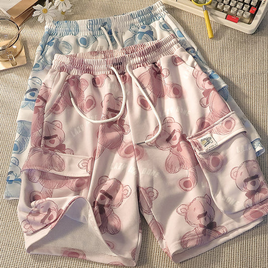 Pantalones Cortos Deportivos Estilo Universitario Japonés con Bolsillos Amplios