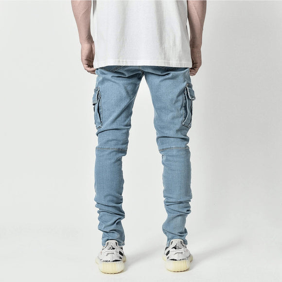 Men's Versatile Work Jeans with Multiple Pockets