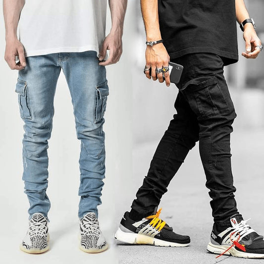 Jeans de Trabajo Versátil con Múltiples Bolsillos para Hombre