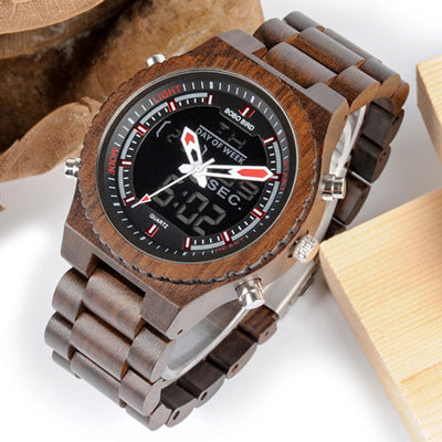 Reloj de Madera Multifunción con Movimiento Dual LED - Image 17