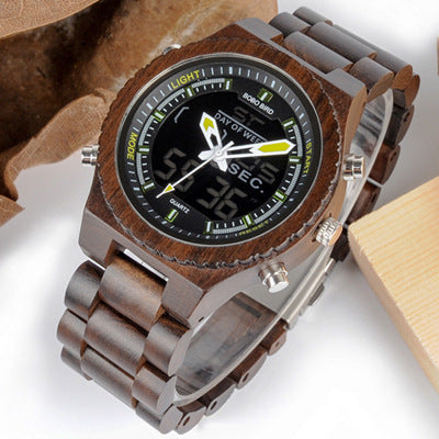 Reloj de Madera Multifunción con Movimiento Dual LED - Image 15