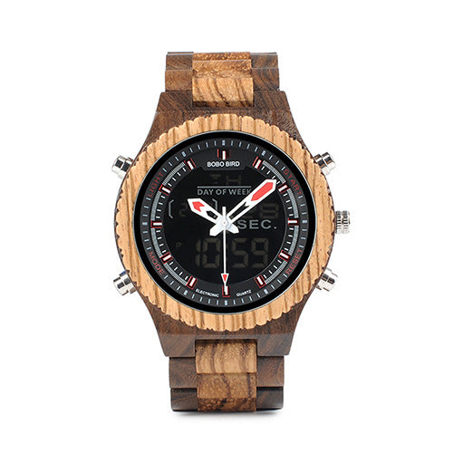 Reloj de Madera Multifunción con Movimiento Dual LED - Image 16
