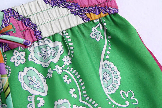 Conjunto de Blusa y Shorts Estilo Europeo con Lazo y Estampado para Mujer - Image 12