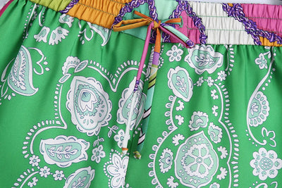 Conjunto de Blusa y Shorts Estilo Europeo con Lazo y Estampado para Mujer - Image 4