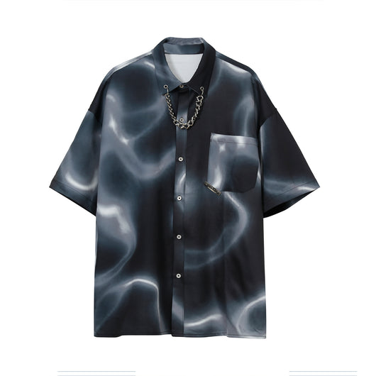 Camisa Casual Hombre Diseño Tie-dye con Cadena - Image 12