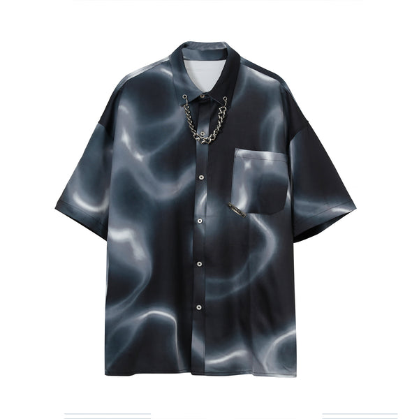 Camisa Casual Hombre Diseño Tie-dye con Cadena