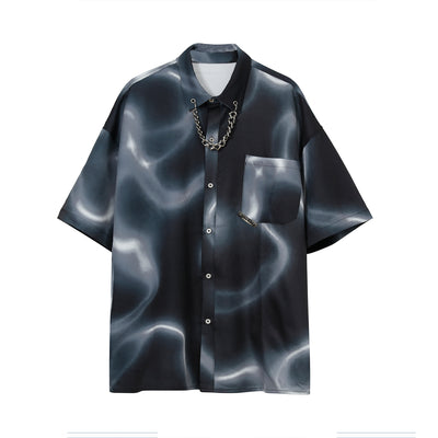 Camisa Casual Hombre Diseño Tie-dye con Cadena - Image 2