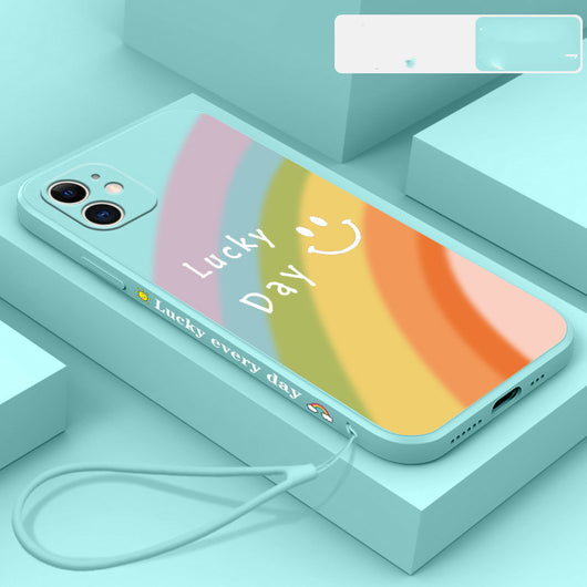 Funda para Celular Arcoíris con Carita Feliz en Silicona