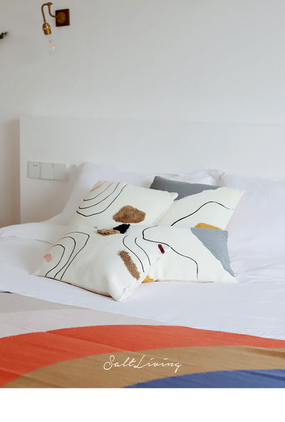 Cojín Cuadrado con Líneas Abstractas Tufted - Almohada Decorativa - Image 8