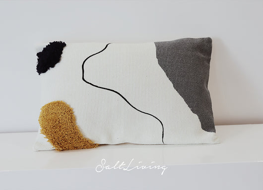 Cojín Cuadrado con Líneas Abstractas Tufted - Almohada Decorativa - Image 3
