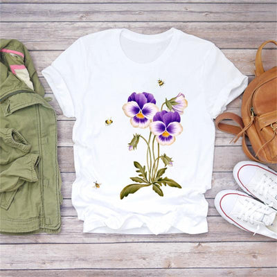 Camiseta Estampada con Ilustración Floral para Mujer - Diseño Casual - Image 28