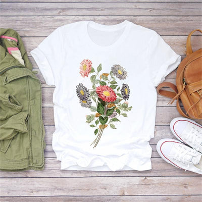 Camiseta Estampada con Ilustración Floral para Mujer - Diseño Casual - Image 4